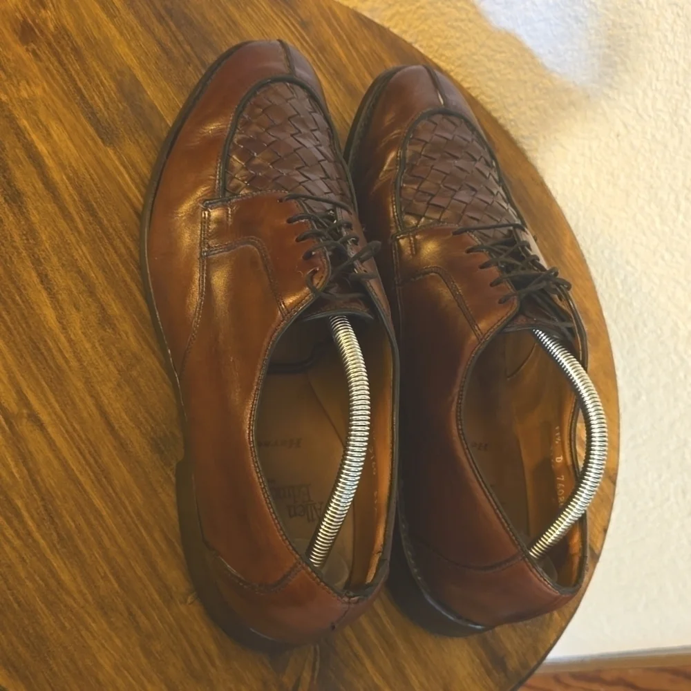 Allen Edmonds Mens Hersey Basketweave Premium leather Oxford Brown Sz.11.5